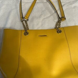 Calvin Klein Bright Yellow Chain-Handle Tote